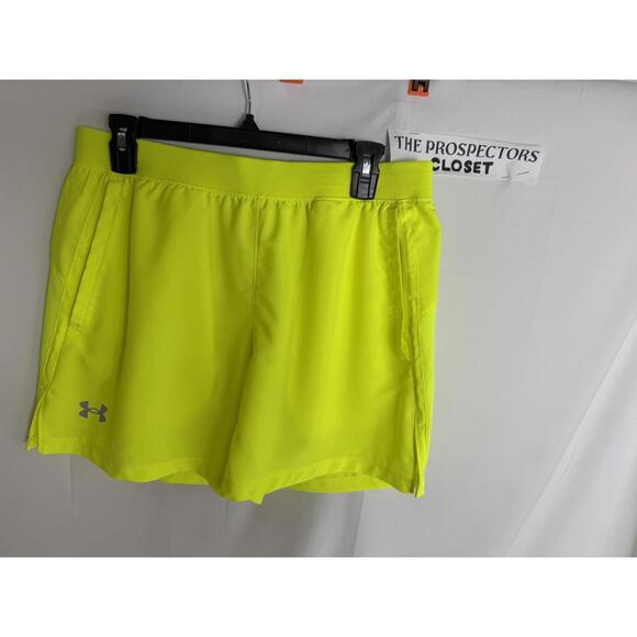 NWOT Under Armour Men's Large / L Neon Yellow Athletic Running Shorts - Picture 1 of 6
